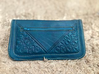 Monedero de piel mujer azul