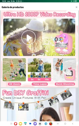 Cámara Impresora Infantil Unicornio Rosa nuevo pre