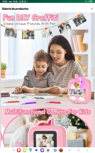Cámara Impresora Infantil Unicornio Rosa nuevo pre
