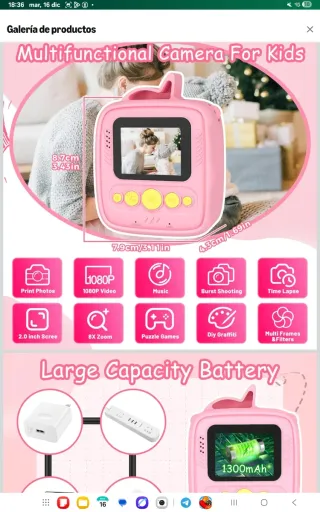 Cámara Impresora Infantil Unicornio Rosa nuevo pre