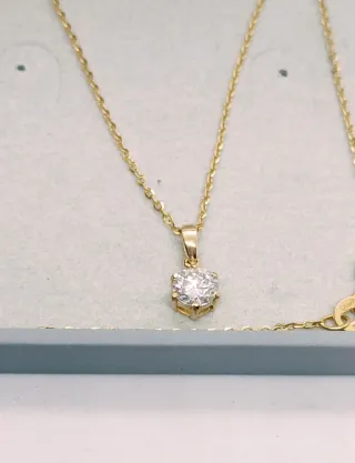 Collar Diamante Natural y Oro 18k