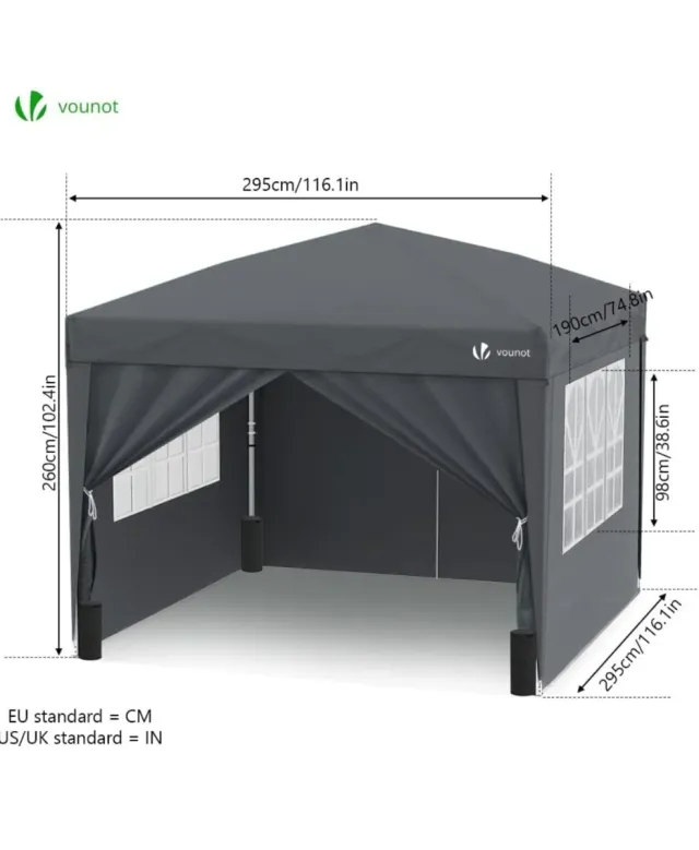 Carpa Plegable VOUNOT 3x3m con 4 Paredes