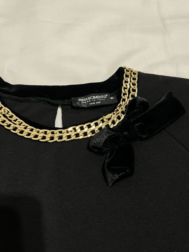 Rinascimento vestido negro XL detalles dorados