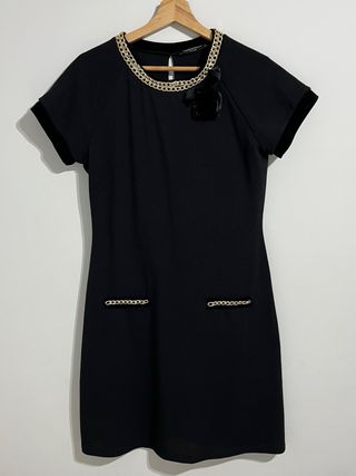 Rinascimento vestido negro XL detalles dorados