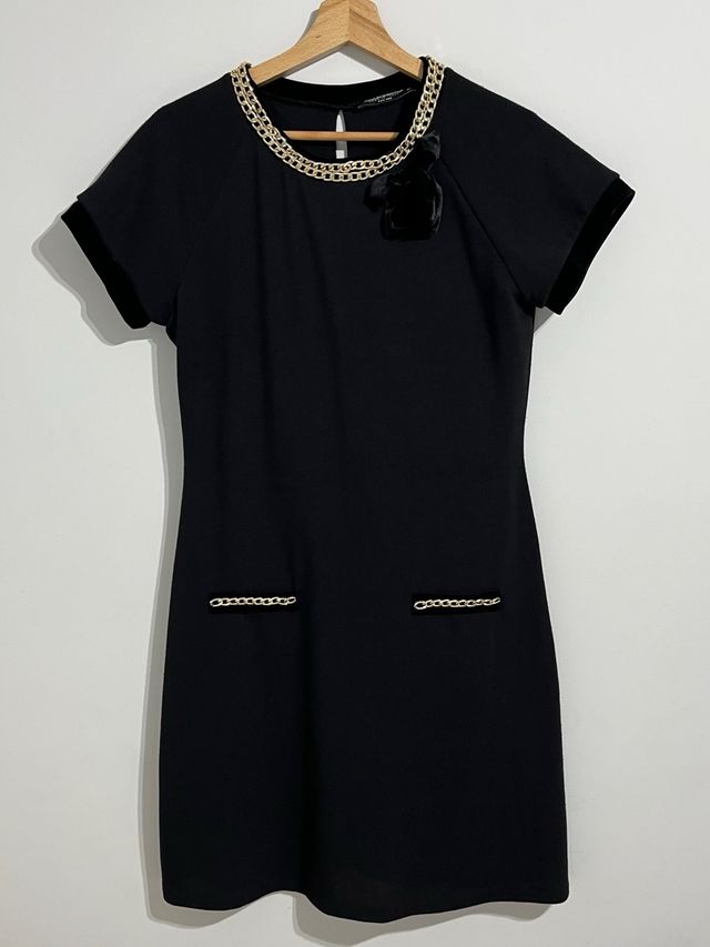 Rinascimento vestido negro XL detalles dorados