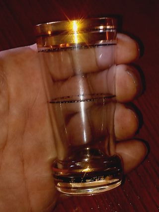 6 Copos com ornamentos de fio de ouro - Anos 80