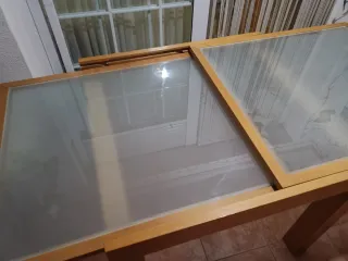 Mesa extensible 180 Madera y Cristal