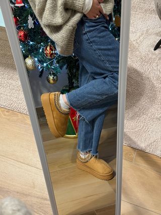 Stivali beige con plateau