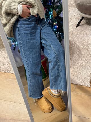 Stivali beige con plateau