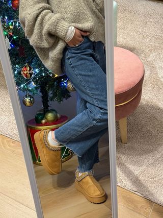 Stivali beige con plateau