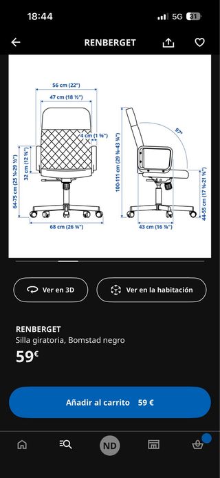 Silla de oficina negra