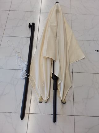 AKTIVE Sombrilla de terraza Cuadrada, 175x175 cm, Mástil de Acero inclinable, Tejido poliéster con protección UV30, 4 Varillas R