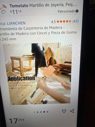 Martillo de carpintería de madera