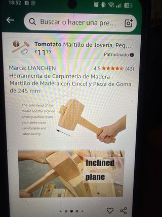 Martillo de carpintería de madera