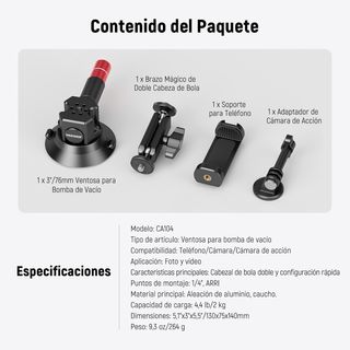 NEEWER Soporte de cámara con ventosa de 3 pulgadas