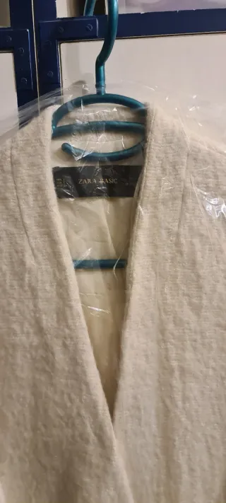 Abrigo Zara Lana y Algodón Blanco