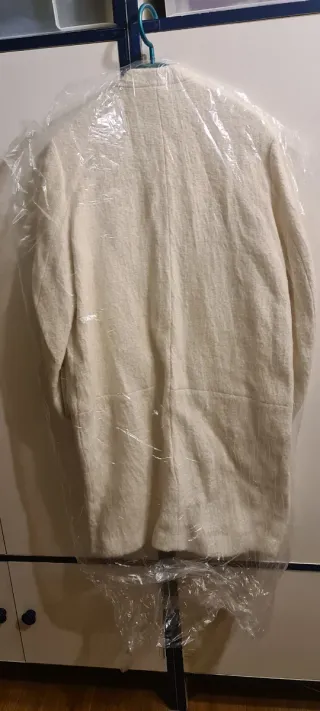 Abrigo Zara Lana y Algodón Blanco