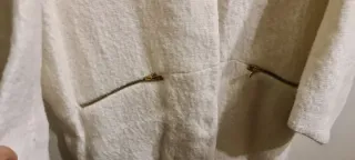 Abrigo Zara Lana y Algodón Blanco