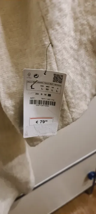 Abrigo Zara Lana y Algodón Blanco