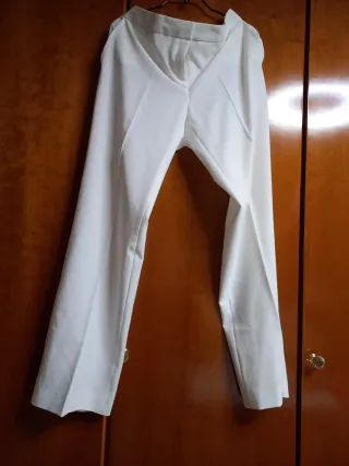 Pantalón de vestir blanco roto mujer camal ancho