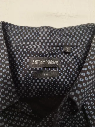 Camisa Antony Morato Negra y Gris Estampada