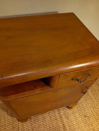 Mesita Noche Art Decó Madera Años 30-40