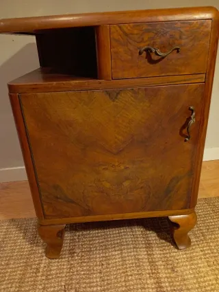 Mesita Noche Art Decó Madera Años 30-40