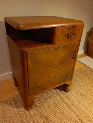 Mesita Noche Art Decó Madera Años 30-40