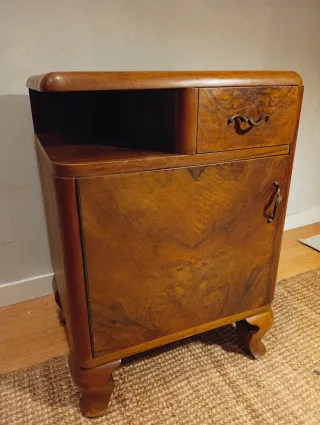 Mesita Noche Art Decó Madera Años 30-40