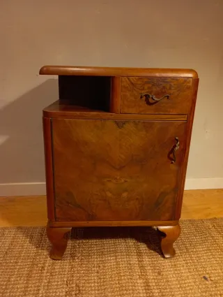 Mesita Noche Art Decó Madera Años 30-40