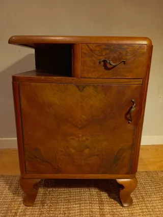 Mesita Noche Art Decó Madera Años 30-40