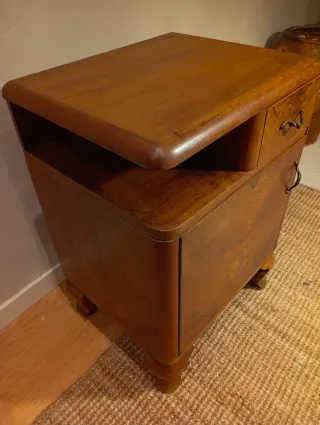 Mesita Noche Art Decó Madera Años 30-40