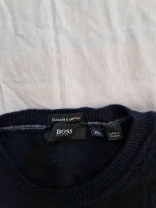 Maglione Hugo Boss Lana Merino Blu Veste normale