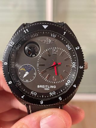 Orologio stile Breitling Aviatore Nero Grigio