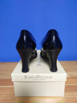 Zapatos Priska Charol Negros Talla 37.5 Tacón 7cm