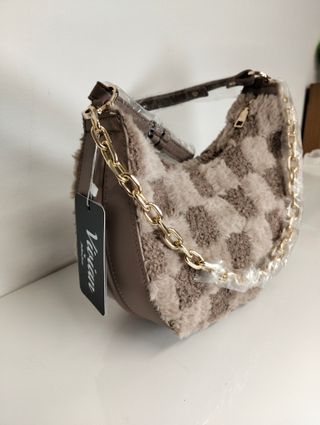 Borsa a spalla pelo checkered