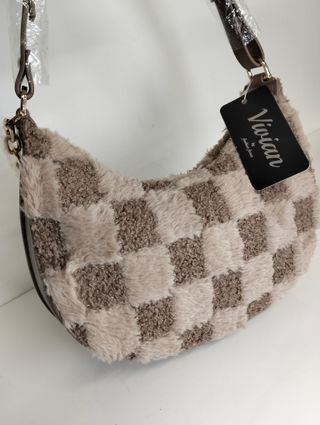 Borsa a spalla pelo checkered