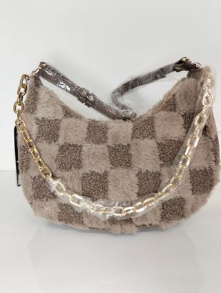 Borsa a spalla pelo checkered