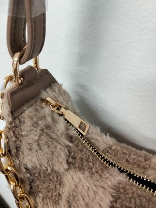 Borsa a spalla pelo checkered