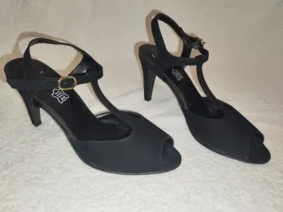 Sandalias tacón negras ante