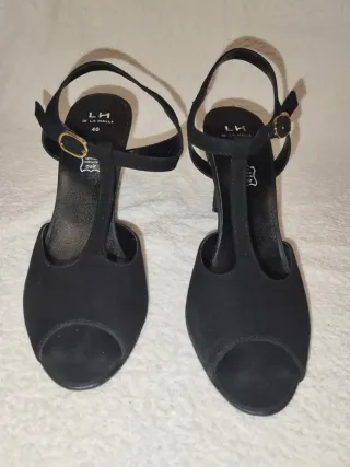 Sandalias tacón negras ante