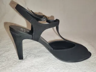 Sandalias tacón negras ante
