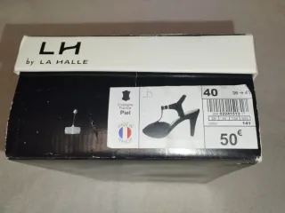 Sandalias tacón negras ante