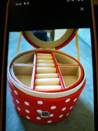 Joyero redondo piel lunares