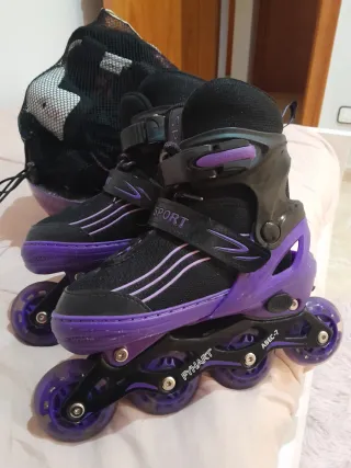 Patines y Casco Morado