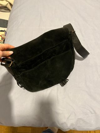 Bolso de ante verde oscuro