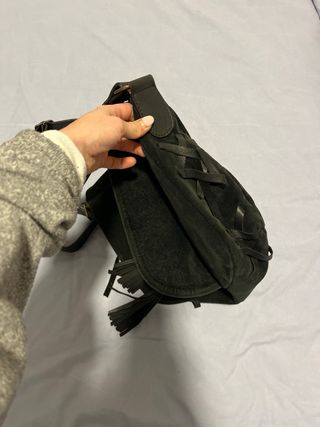 Bolso de ante verde oscuro