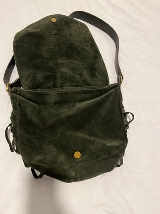 Bolso de ante verde oscuro