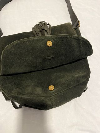 Bolso de ante verde oscuro