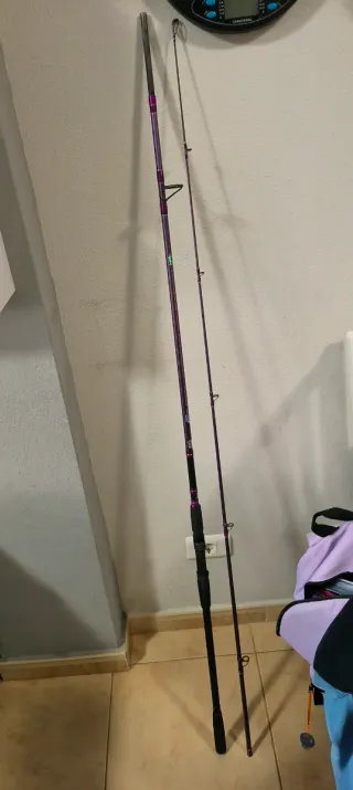 Caña y carrete de pesca